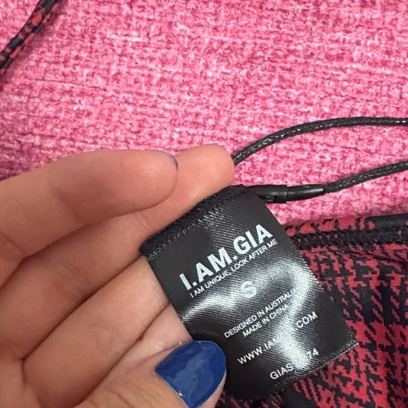I.AM.GIA Red and Black Plaid Bikini Top - Picture 2 of 3